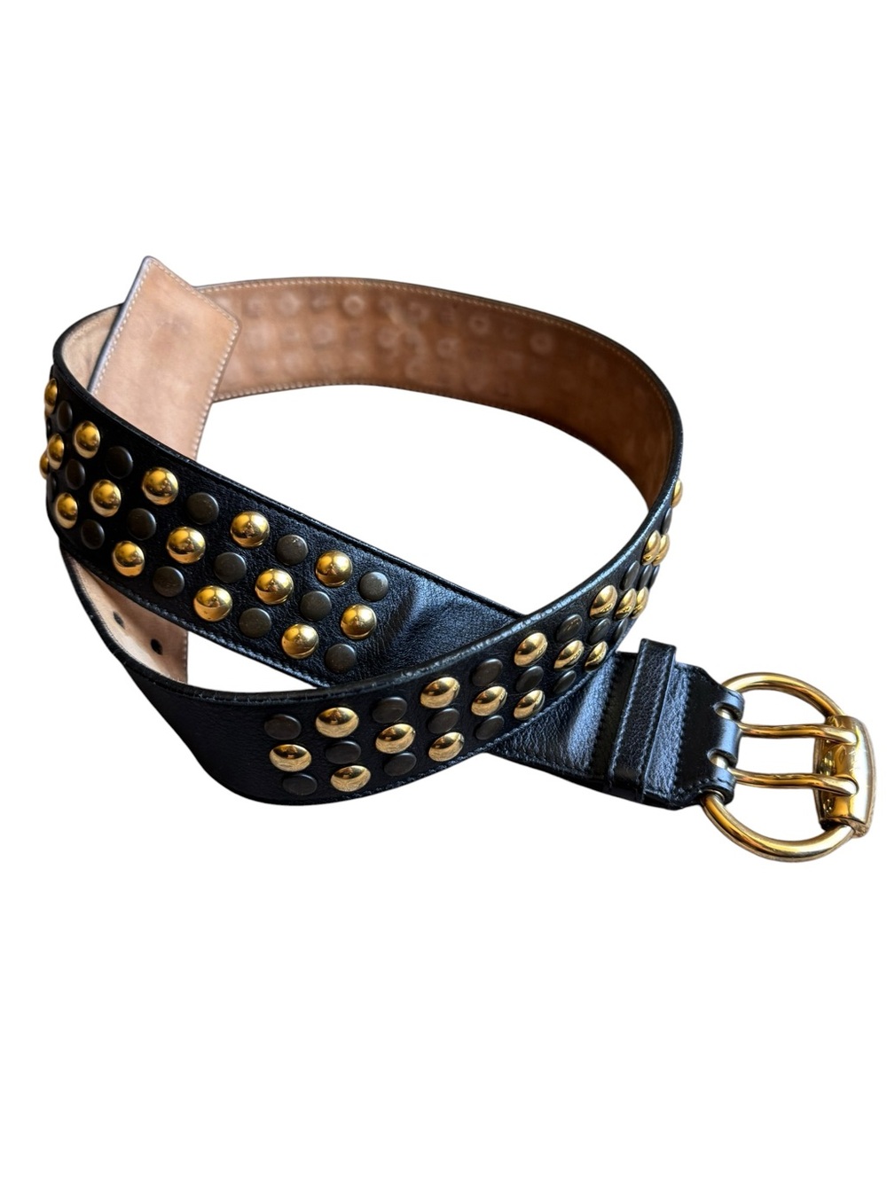 VTG Gucci Double Prong Leather Belt Equestrian Style Buckle 207225.214351 80.32